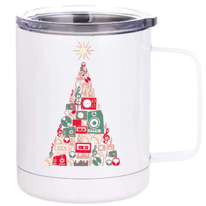 Audio Music Fan Christmas Tree Front & Back 12oz Stainless Steel Tumbler Cup