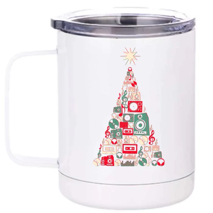 Audio Music Fan Christmas Tree Front & Back 12oz Stainless Steel Tumbler Cup