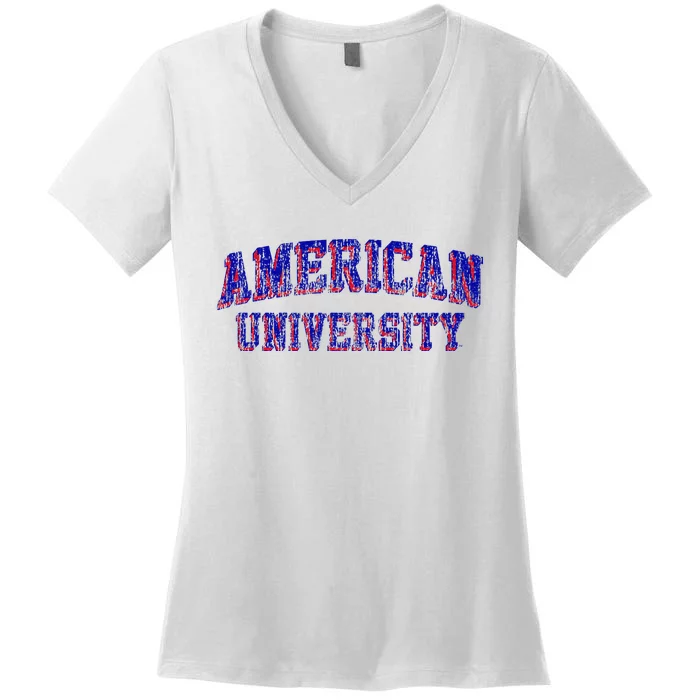 American University Eagles Retro Arch Women's V-Neck T-Shirt