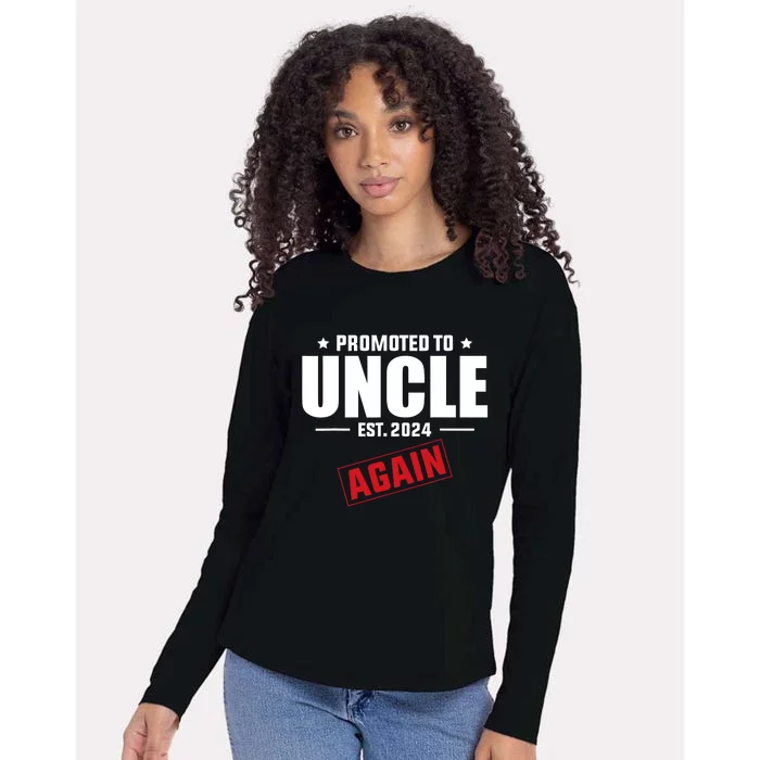 Again Uncle Est 2024 Promoted To Uncle Baby Announcement Womens Cotton Relaxed Long Sleeve T-Shirt