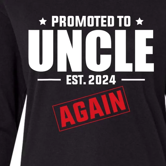 Again Uncle Est 2024 Promoted To Uncle Baby Announcement Womens Cotton Relaxed Long Sleeve T-Shirt