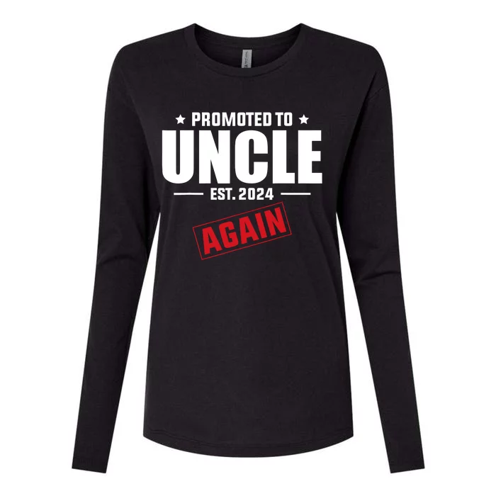 Again Uncle Est 2024 Promoted To Uncle Baby Announcement Womens Cotton Relaxed Long Sleeve T-Shirt