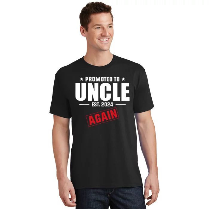 Again Uncle Est 2024 Promoted To Uncle Baby Announcement T-Shirt