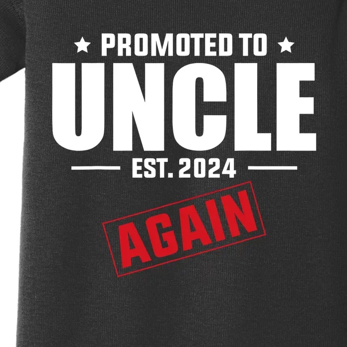 Again Uncle Est 2024 Promoted To Uncle Baby Announcement Baby Bodysuit