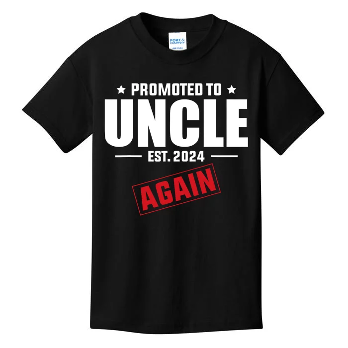 Again Uncle Est 2024 Promoted To Uncle Baby Announcement Kids T-Shirt