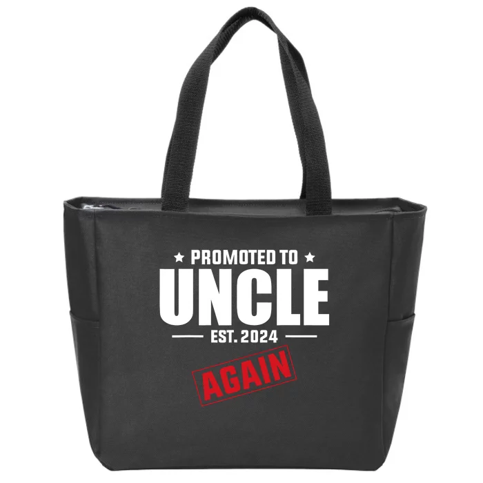 Again Uncle Est 2024 Promoted To Uncle Baby Announcement Zip Tote Bag