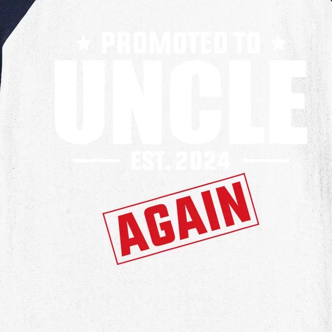 Again Uncle Est 2024 Promoted To Uncle Baby Announcement Baseball Sleeve Shirt