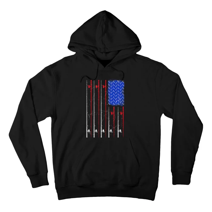 American US Flag Fishing Rod Fisherman Top For Him Hoodie