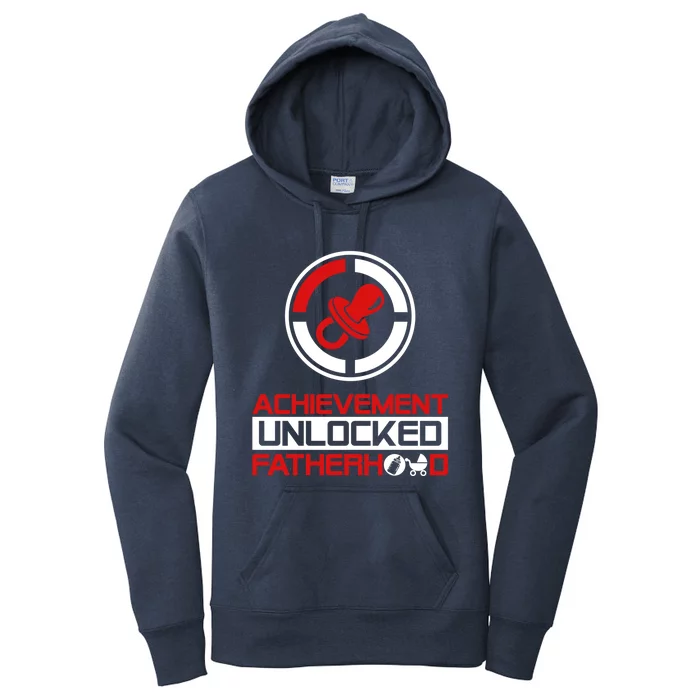 Achievet Unlocked Fatherhood Funny New Dad Funny Gift Women's Pullover Hoodie