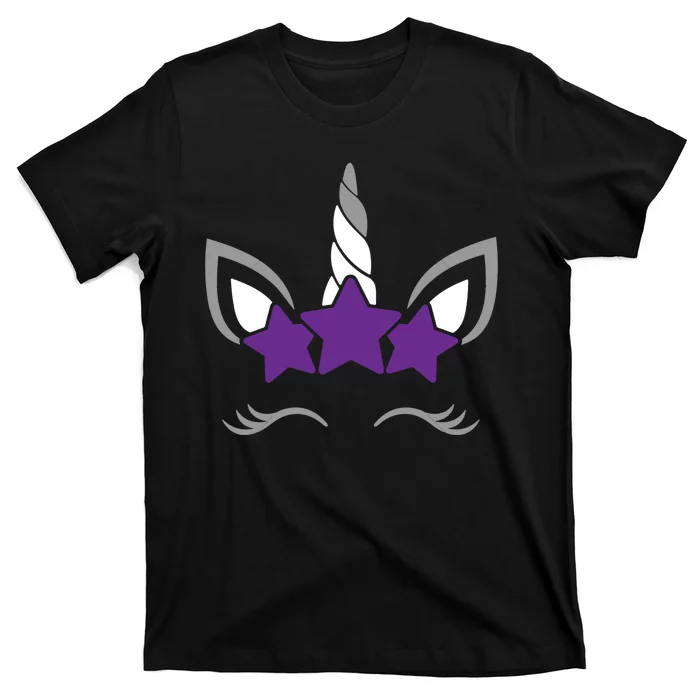 Asexual Unicorn Face Lgbtq Pride Flag Ally T-Shirt