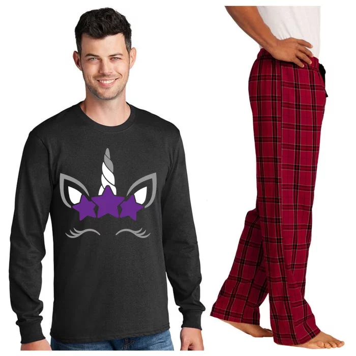 Asexual Unicorn Face Lgbtq Pride Flag Ally Long Sleeve Pajama Set