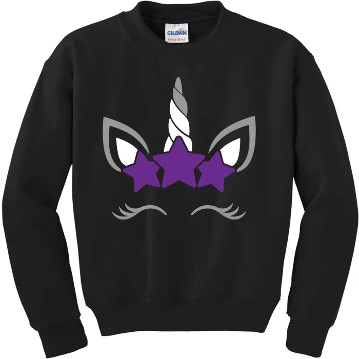 Asexual Unicorn Face Lgbtq Pride Flag Ally Kids Sweatshirt