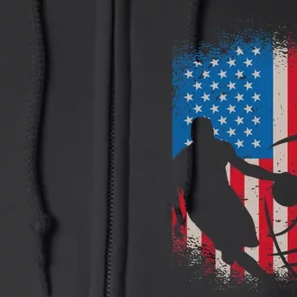 American USA flag basketball for basketball player Full Zip Hoodie