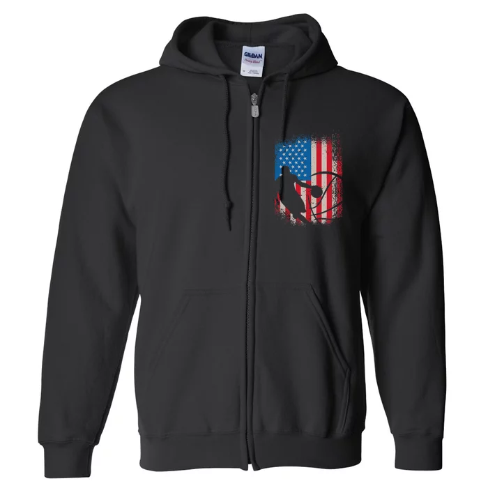 American USA flag basketball for basketball player Full Zip Hoodie