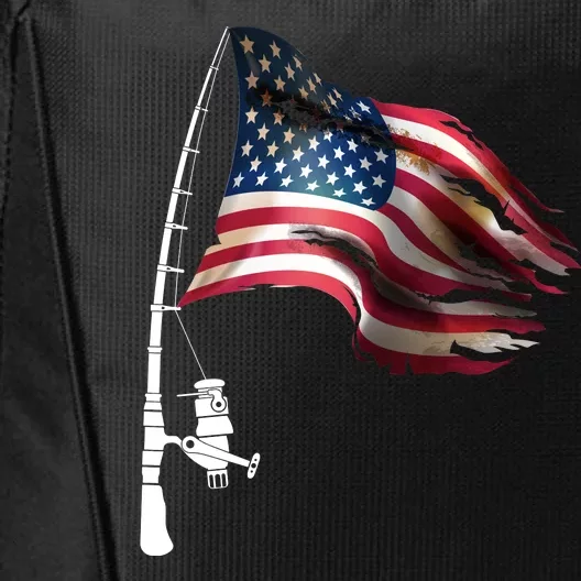 American USA Flag Fishing Pole City Backpack