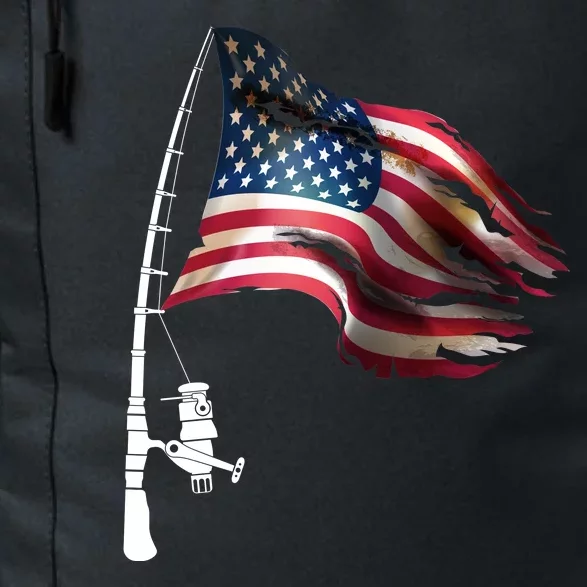 American USA Flag Fishing Pole Daily Commute Backpack