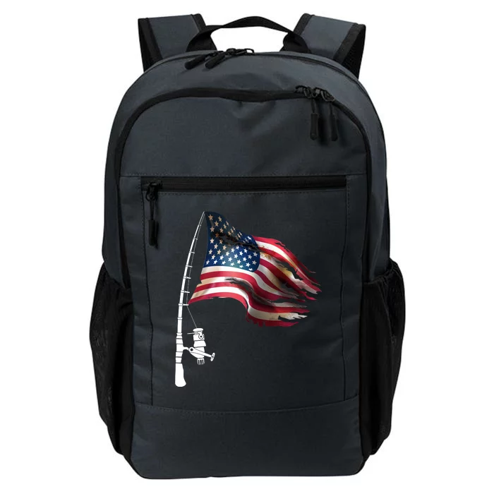 American USA Flag Fishing Pole Daily Commute Backpack