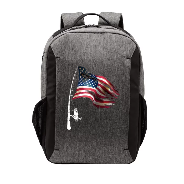 American USA Flag Fishing Pole Vector Backpack