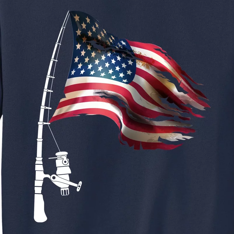 American USA Flag Fishing Pole Sweatshirt