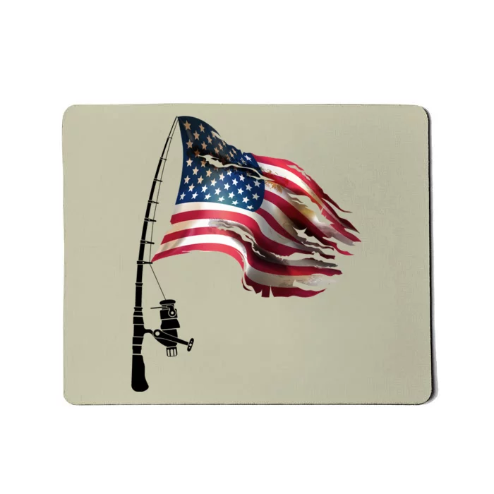 American USA Flag Fishing Pole Mousepad