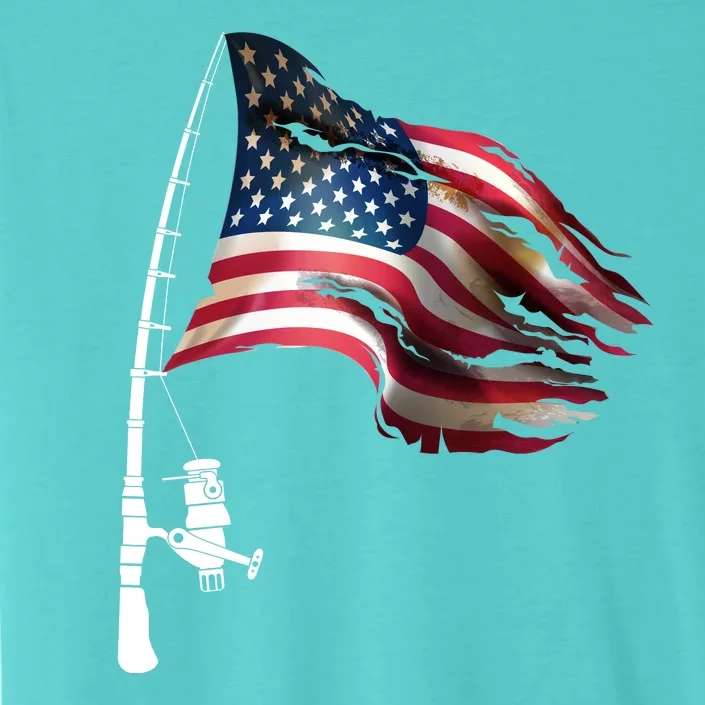 American USA Flag Fishing Pole ChromaSoft Performance T-Shirt