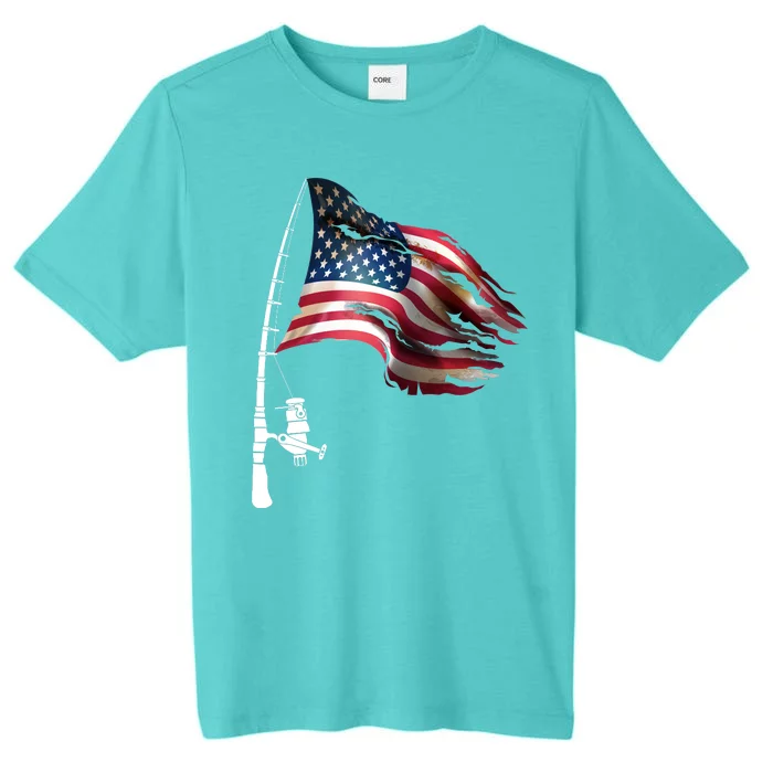 American USA Flag Fishing Pole ChromaSoft Performance T-Shirt