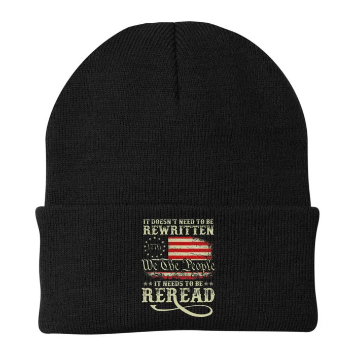 American Us Flag Constitution Of The Usa Needs To Be Reread Knit Cap Winter Beanie