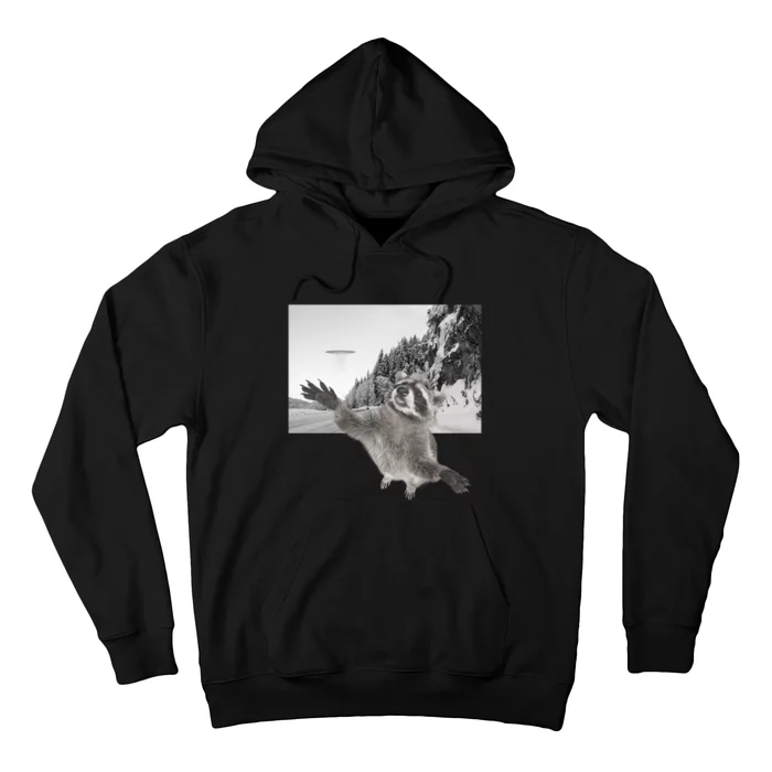 Alien UFO Funny Raccoon Reaching, Funny Raccoon Alien Hoodie