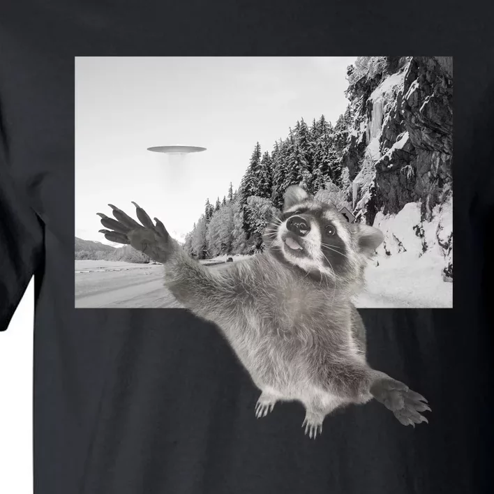 Alien UFO Funny Raccoon Reaching, Funny Raccoon Alien Tall T-Shirt