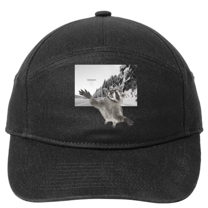 Alien UFO Funny Raccoon Reaching, Funny Raccoon Alien 7-Panel Snapback Hat