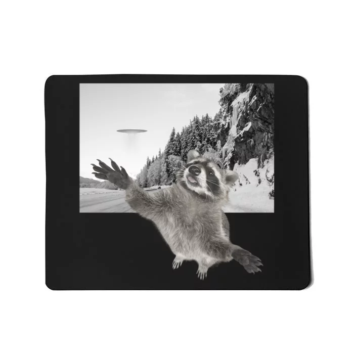 Alien UFO Funny Raccoon Reaching, Funny Raccoon Alien Mousepad