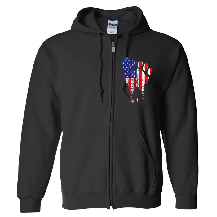 American USA Flag Bigfoot Sasquatch Patriotic 4th of July Full Zip Hoodie