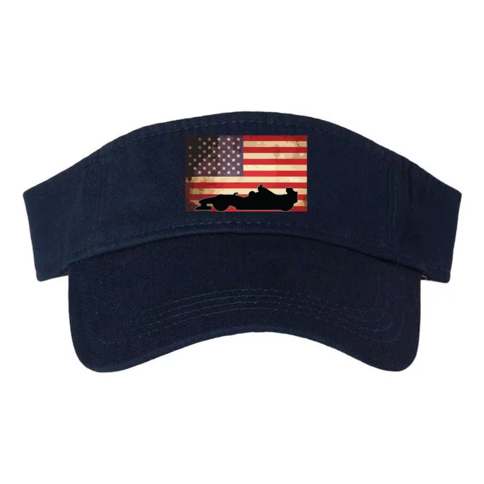 American USA Flag Indy Car Fan Lover Racecar Formula Gift Valucap Bio-Washed Visor