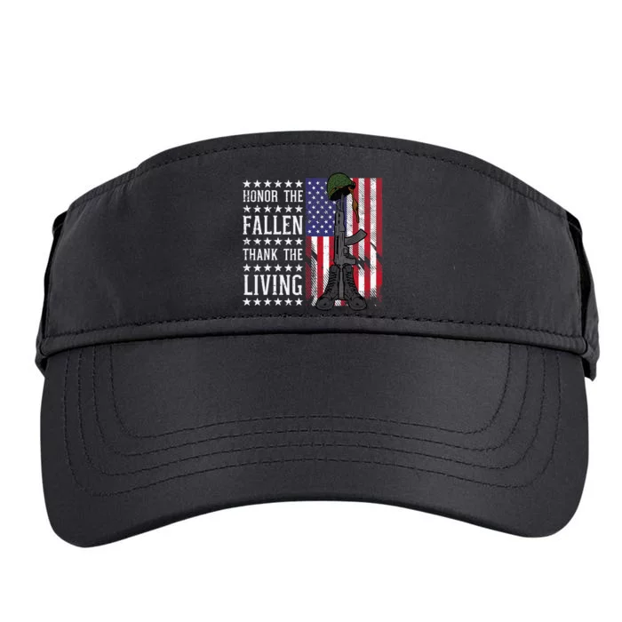 American US Flag Honor The Fallen Thank Living Memorial Day Adult Drive Performance Visor