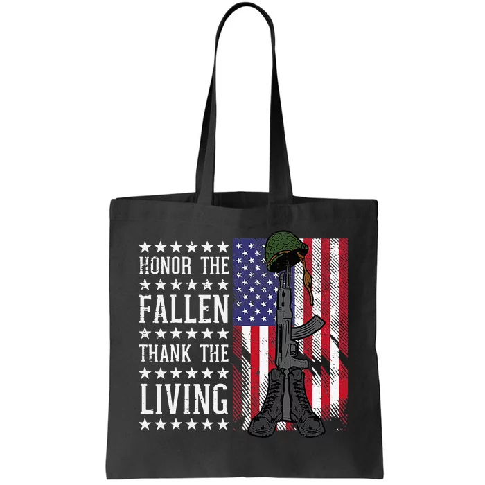 American US Flag Honor The Fallen Thank Living Memorial Day Tote Bag