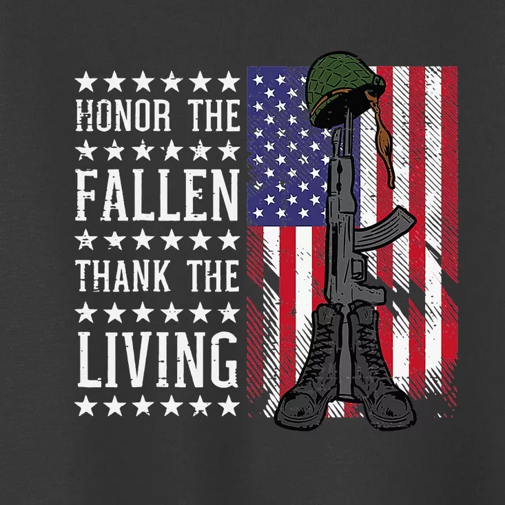 American US Flag Honor The Fallen Thank Living Memorial Day Toddler T-Shirt