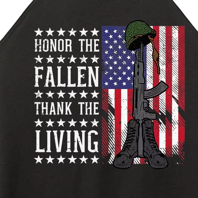 American US Flag Honor The Fallen Thank Living Memorial Day Women’s Perfect Tri Rocker Tank