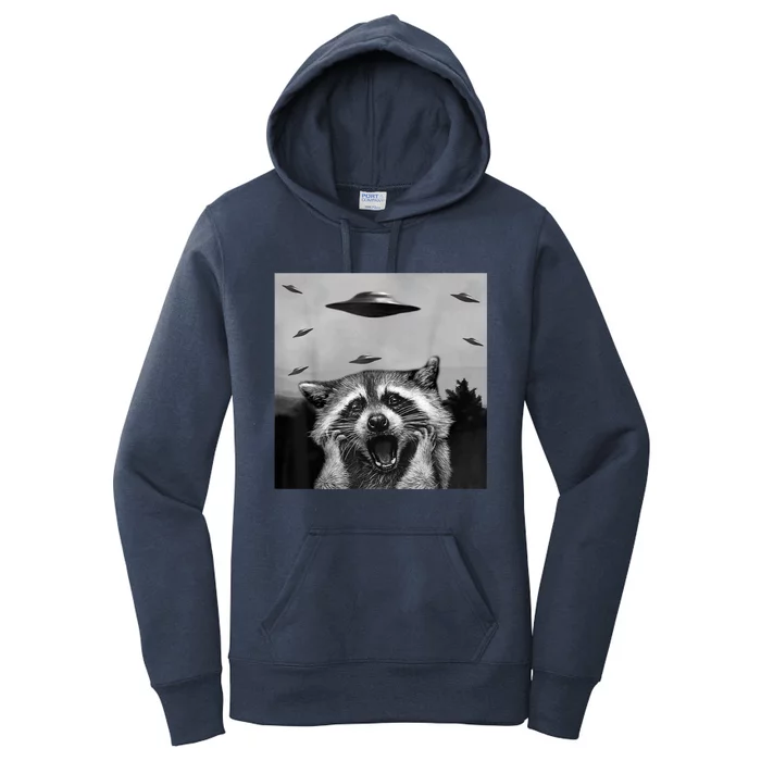 Alien UFO Funny Raccoon Stuffed Animal Women's Pullover Hoodie