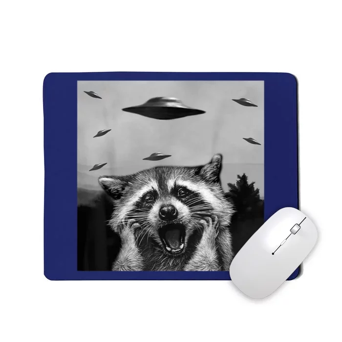 Alien UFO Funny Raccoon Stuffed Animal Mousepad