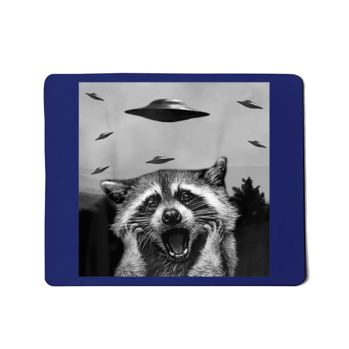 Alien UFO Funny Raccoon Stuffed Animal Mousepad