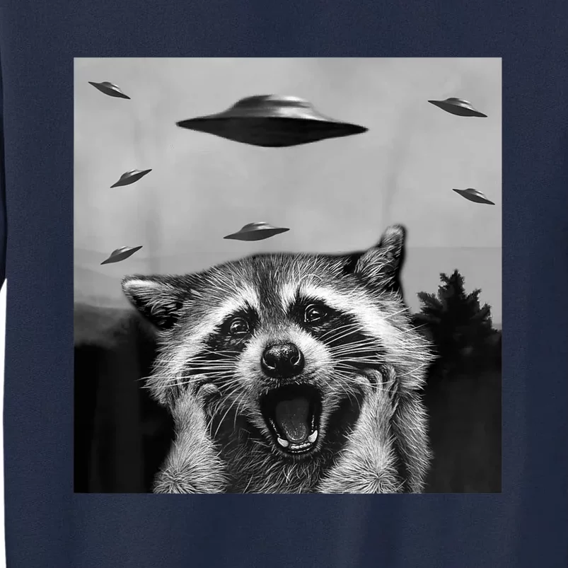 Alien UFO Funny Raccoon Stuffed Animal Tall Sweatshirt