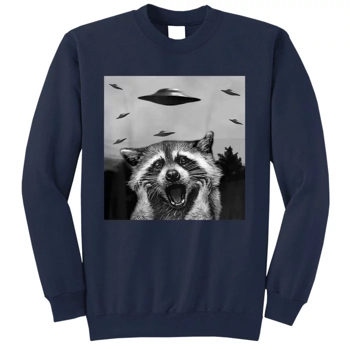 Alien UFO Funny Raccoon Stuffed Animal Tall Sweatshirt