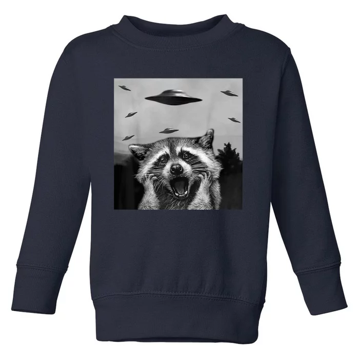 Alien UFO Funny Raccoon Stuffed Animal Toddler Sweatshirt