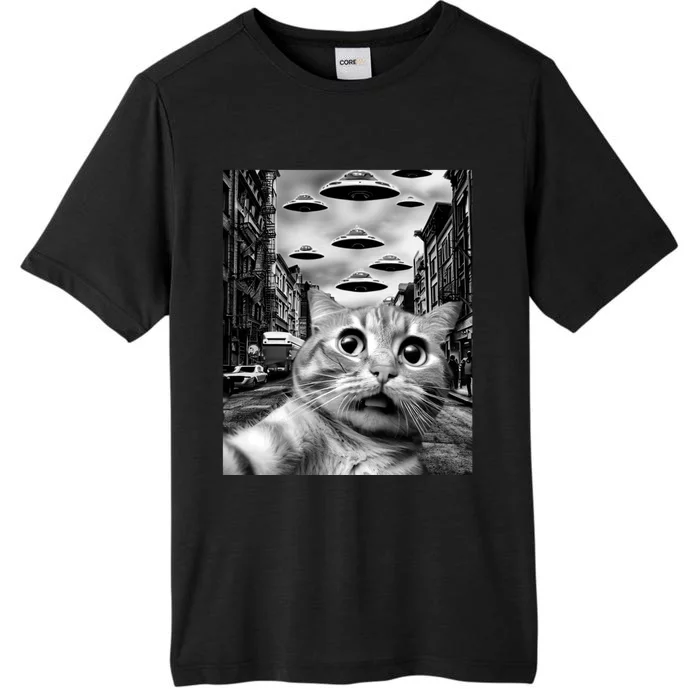 Alien UFO Funny Cat Selfie ChromaSoft Performance T-Shirt