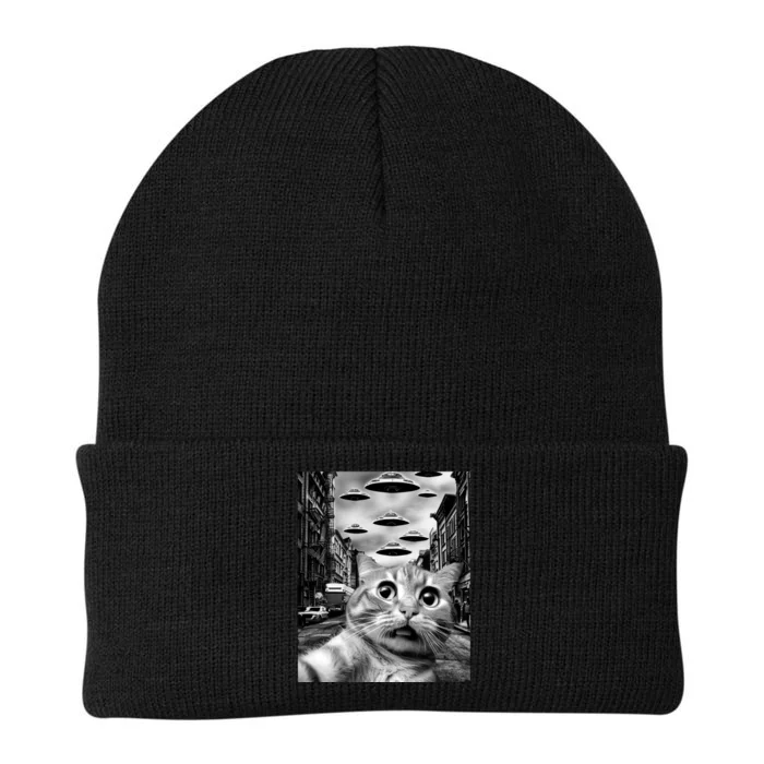 Alien UFO Funny Cat Selfie Knit Cap Winter Beanie