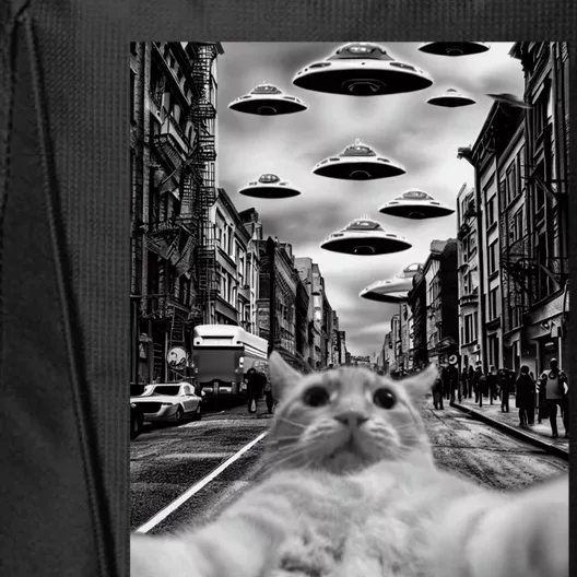 Alien UFO Funny Cat Selfie City Backpack