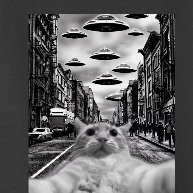 Alien UFO Funny Cat Selfie Toddler T-Shirt