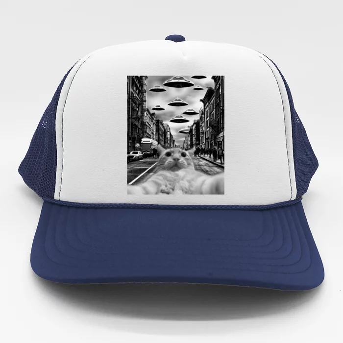 Alien UFO Funny Cat Selfie Trucker Hat