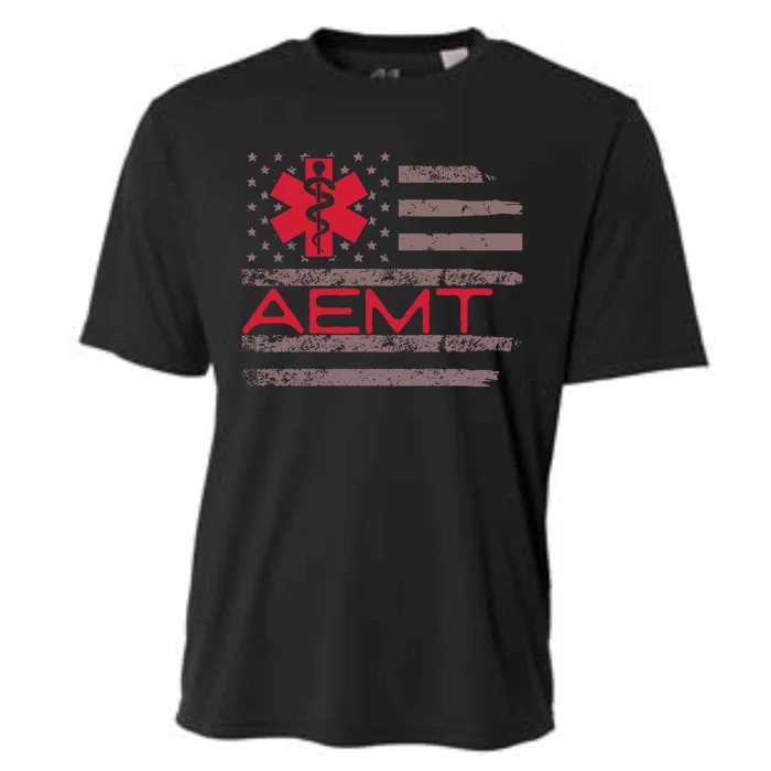 Aemt Usa Flag Patriotic Medical Medical Technician Gift Cooling Performance Crew T-Shirt