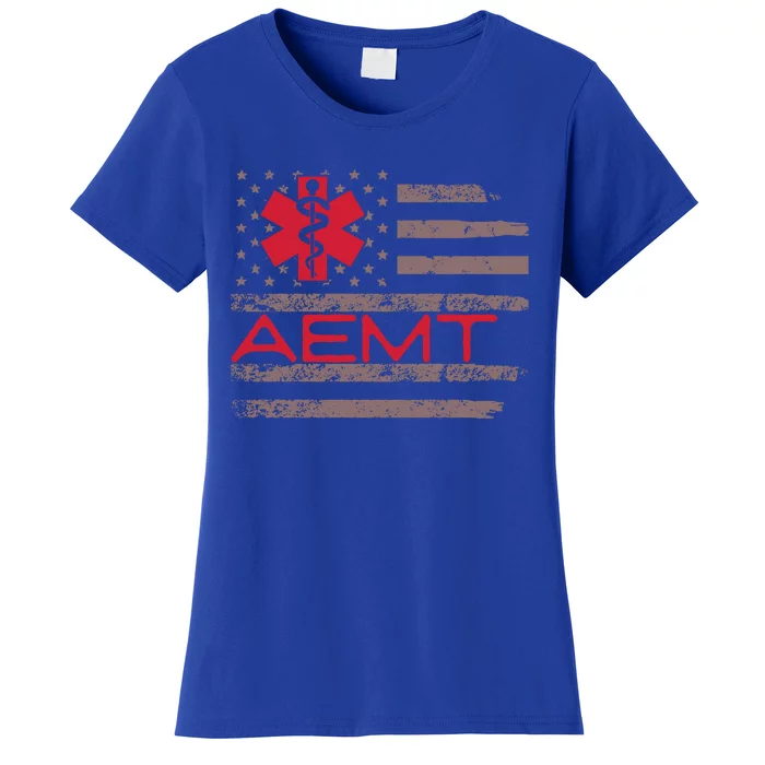 Aemt Usa Flag Patriotic Medical Medical Technician Gift Women's T-Shirt